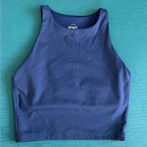 Madewell MWL Racerback Crop Top Size XS Navy Athleisure Make Weekends Longer